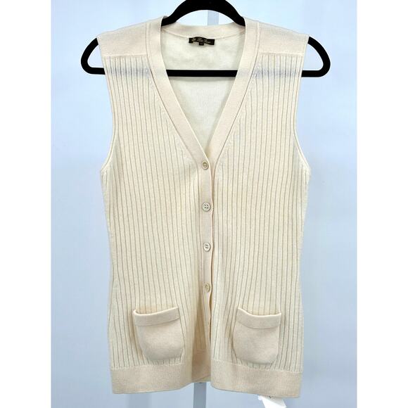 Loro Piana Women's Cashmere Button Down Patch‎ Pocket Preppy Sweater Vest - Picture 1 of 10